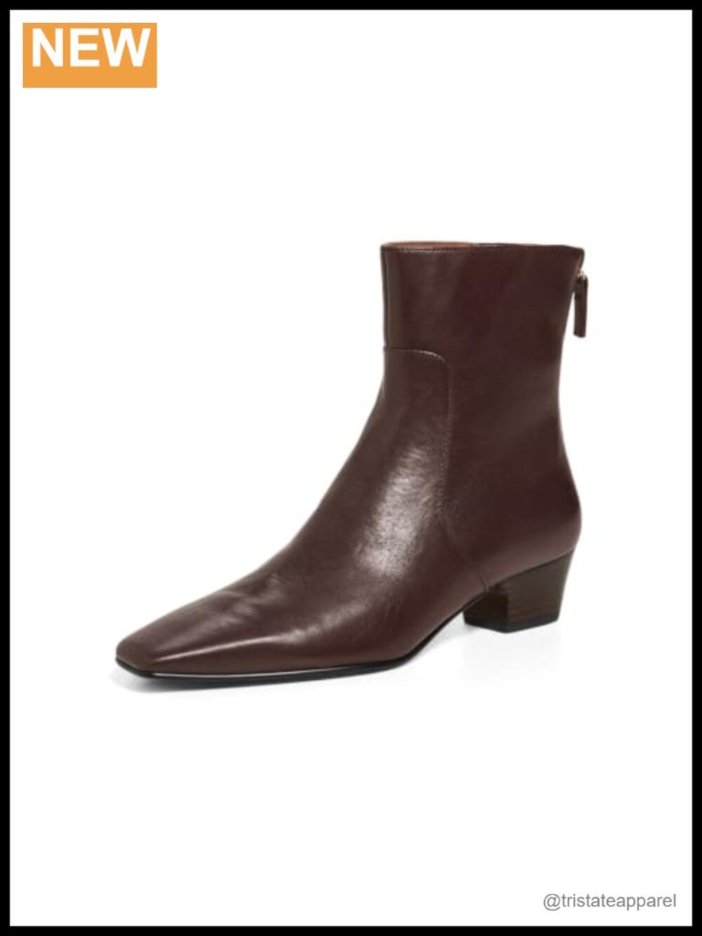 Women's Square Toe Ankle Boots Block Low Heel Back Zipper Faux Leather Booties